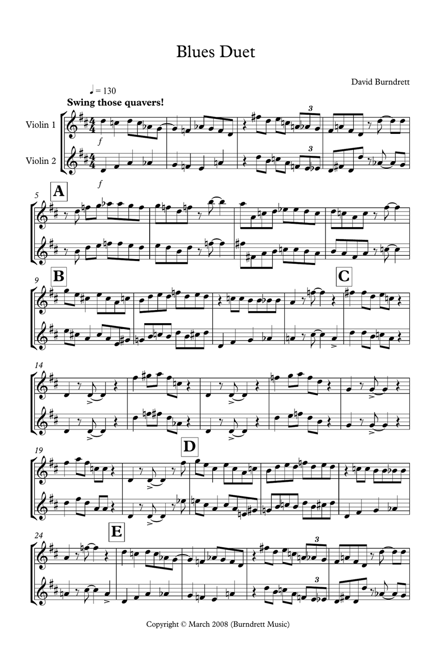 Blues Duet for Violin String Duet scores gallery preview page 1