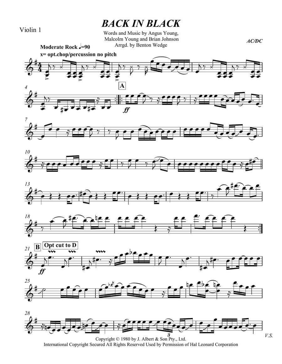 Back In Black String Quartet scores gallery preview page 1