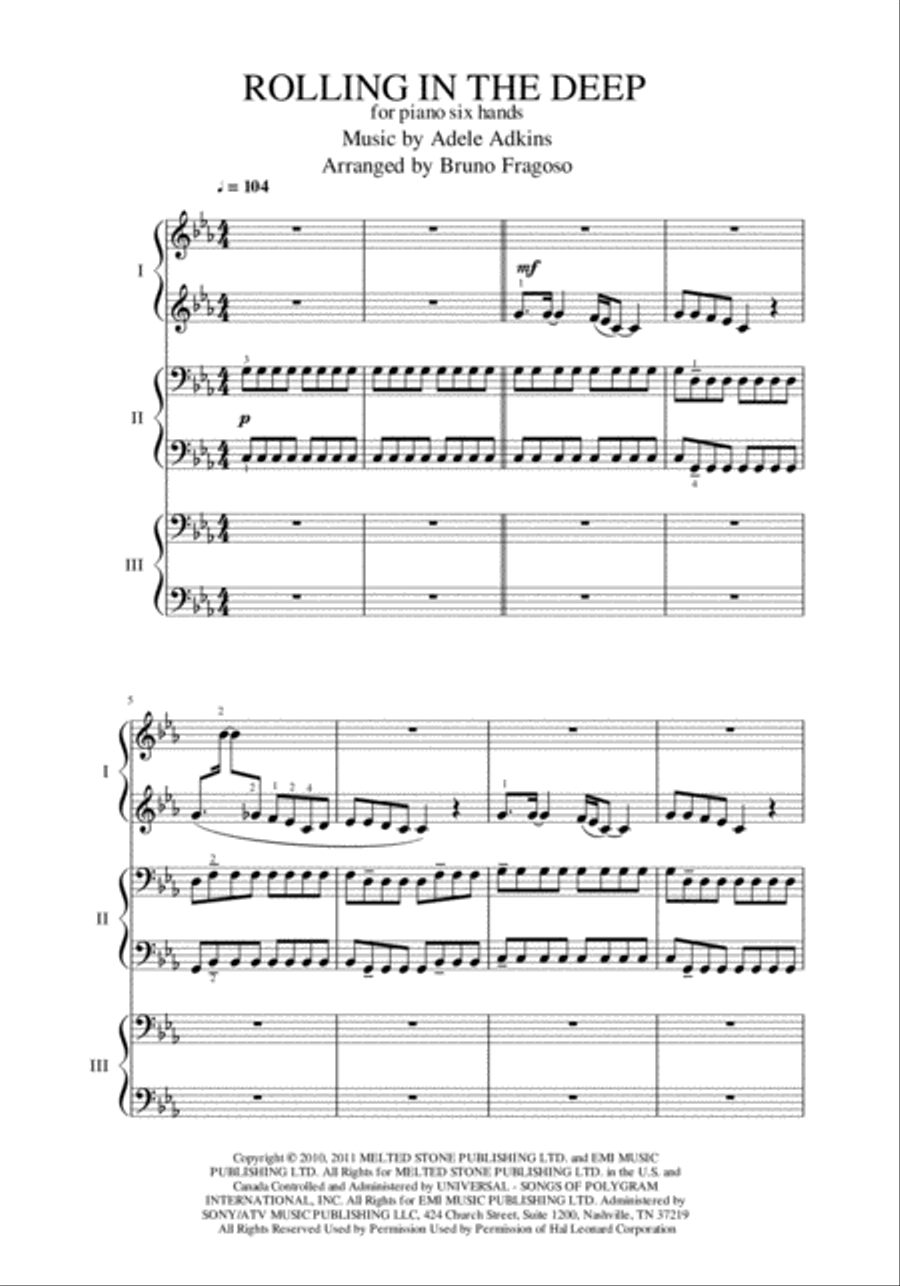 Rolling In The Deep Easy Piano scores gallery preview page 1