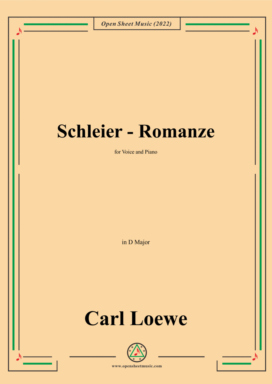 Loewe-Schleier-Romanze,in D Major,for Voice and Piano Voice Solo - Digital Sheet Music