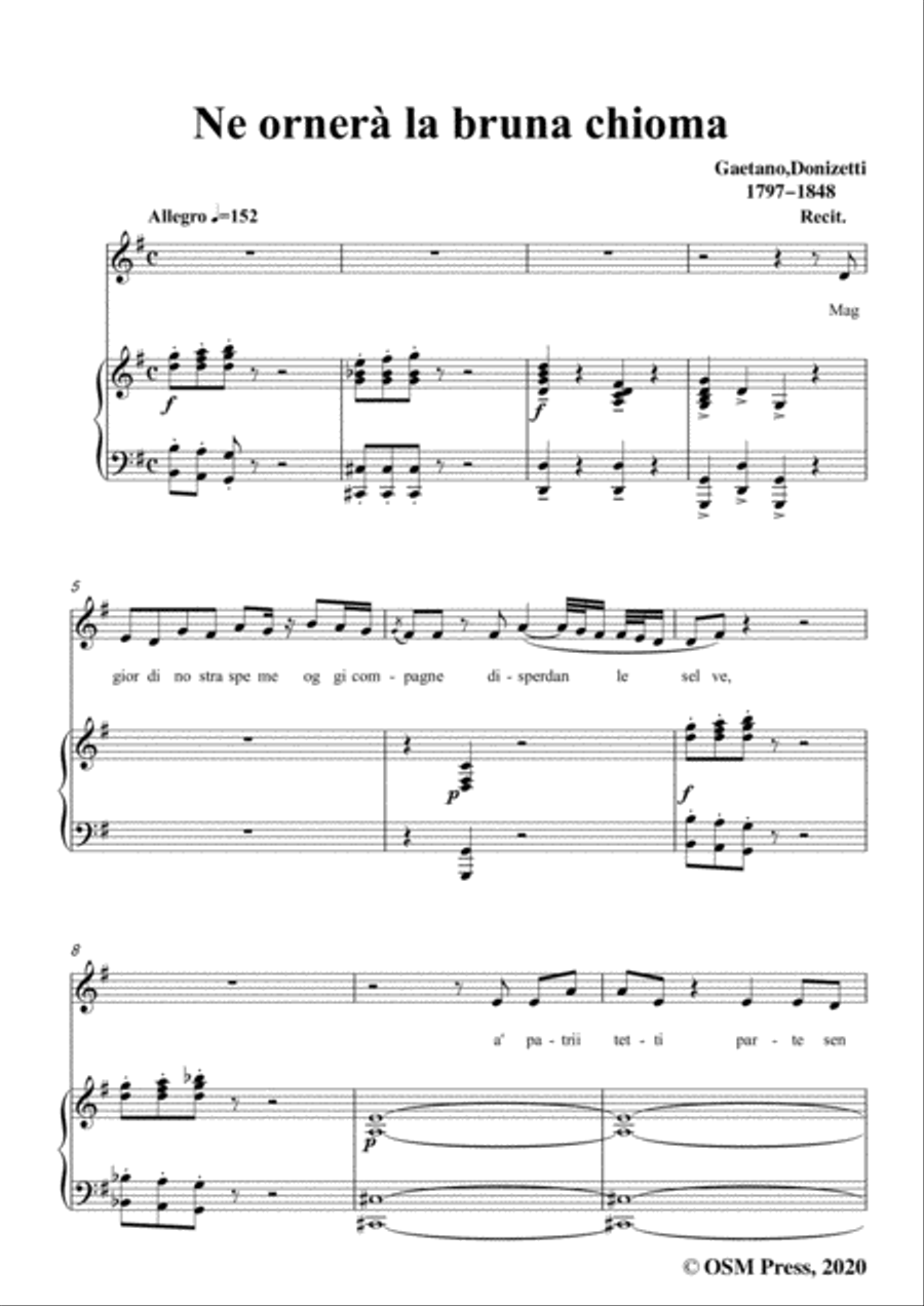 Donizetti-Ne ornera la bruna chioma,in E flat Major,for Voice and Piano Voice Solo scores gallery preview page 3