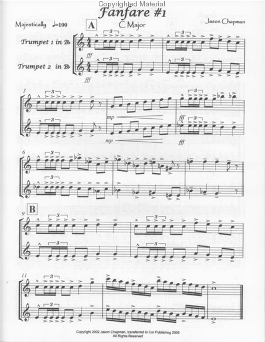 12 Fanfares in 12 Keys Trumpet Duet scores gallery preview page 2