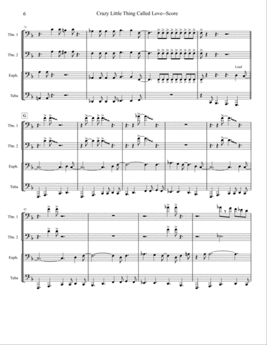 Crazy Little Thing Called Love Brass Ensemble scores gallery preview page 6