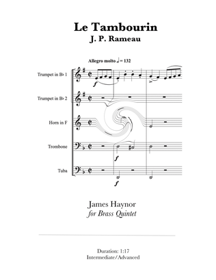 Book cover for Le Tambourin for Brass Quintet