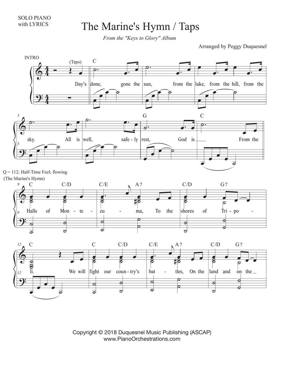 The Marine's Hymn_Taps (C) Piano, Vocal scores gallery preview page 1