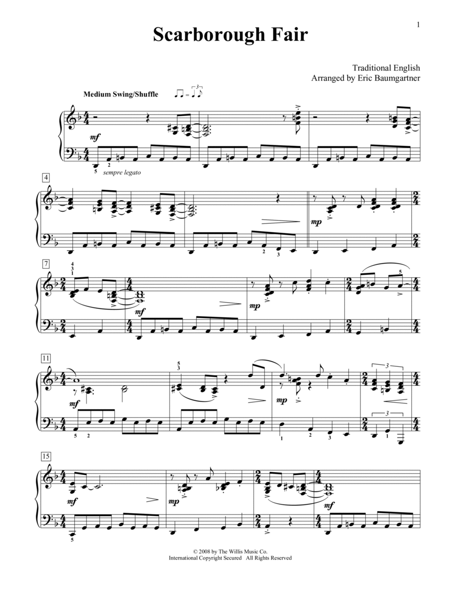 Scarborough Fair Piano Method scores gallery preview page 1