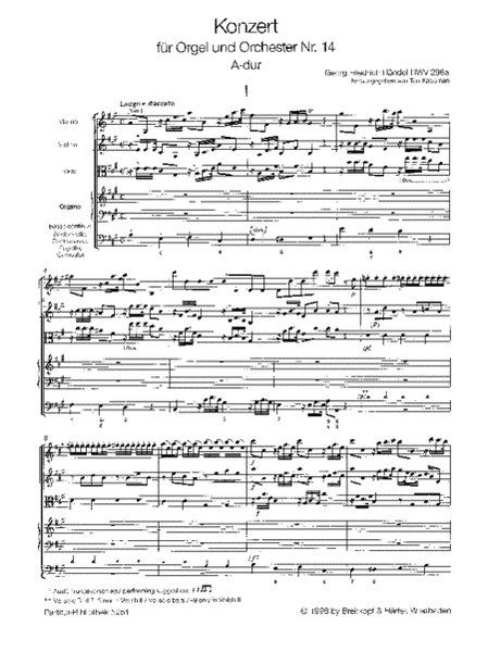 Organ Concerto (No. 14) in A major HWV 296A