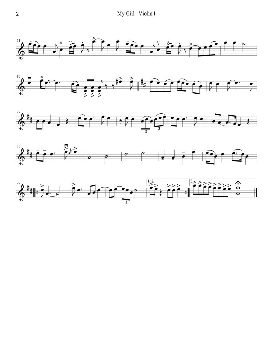 My Girl My Girl String Quartet scores gallery preview page 2