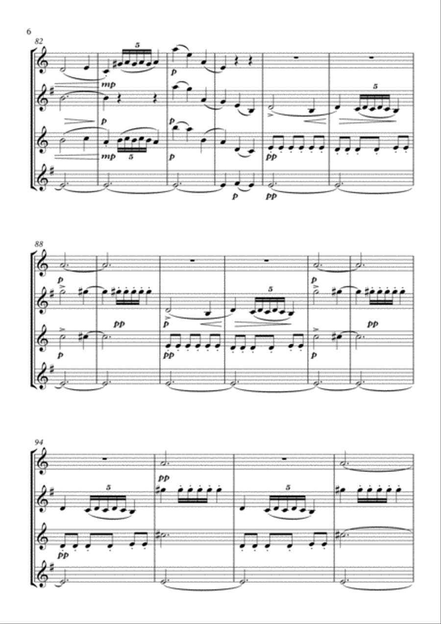 La suite de El cascanueces - 5. Danza árabe Woodwind Quartet scores gallery preview page 6