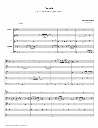 Prelude 24 from Well-Tempered Clavier, Book 2 (Brass Quintet)
