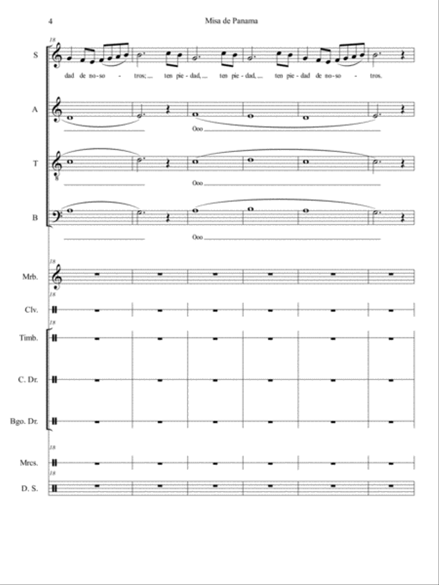 Cordero de Dios from Misa de Panama 4-Part scores gallery preview page 4