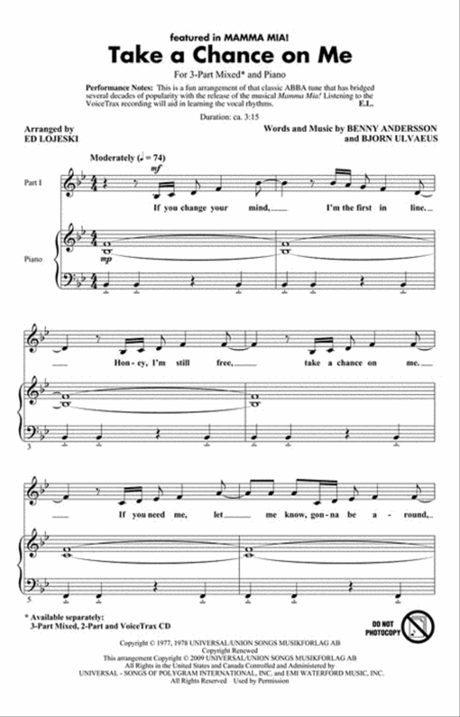 Take a Chance on Me 3-Part scores gallery preview page 2