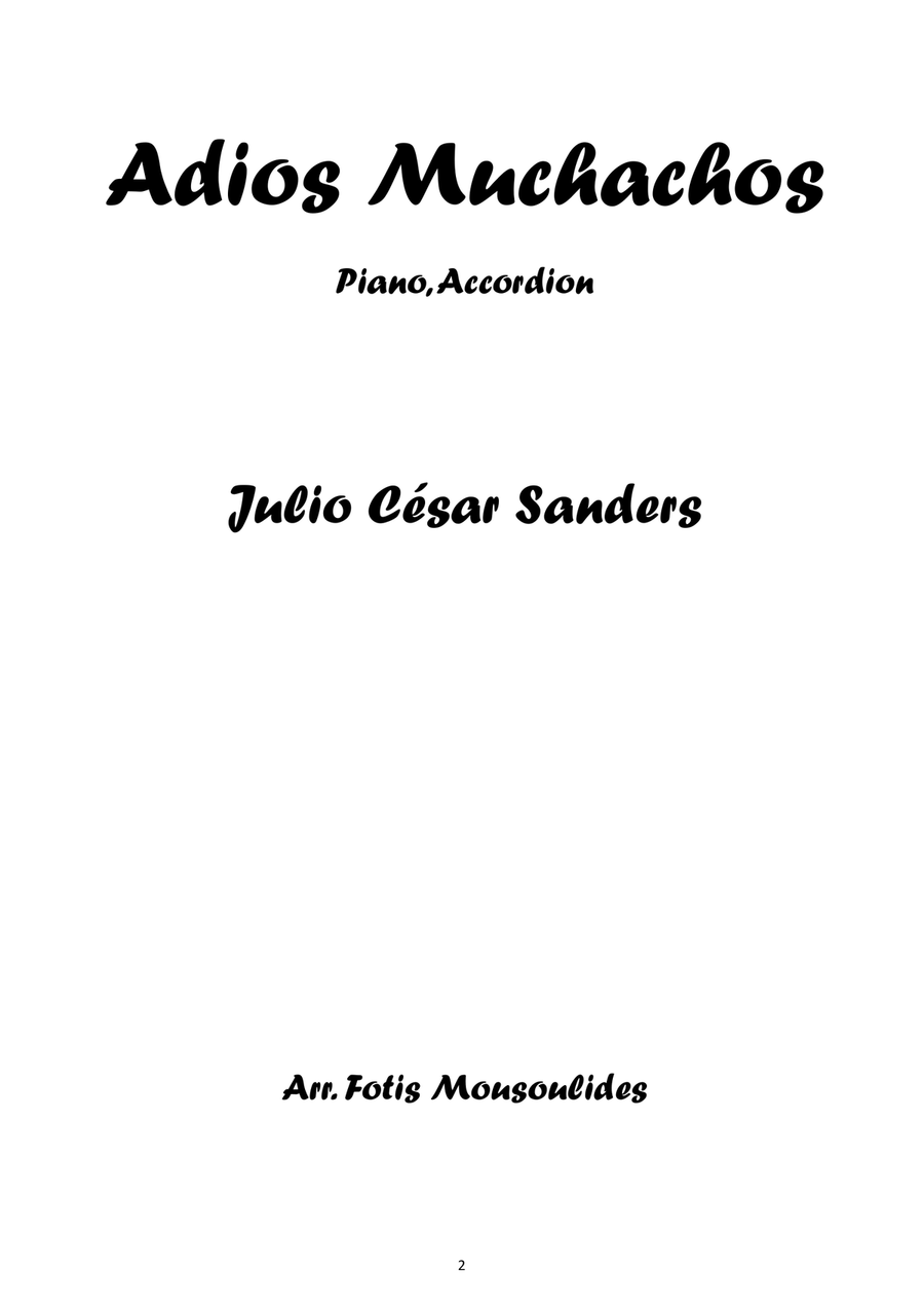 Adios Muchachos for accordion and piano Piano scores gallery preview page 2