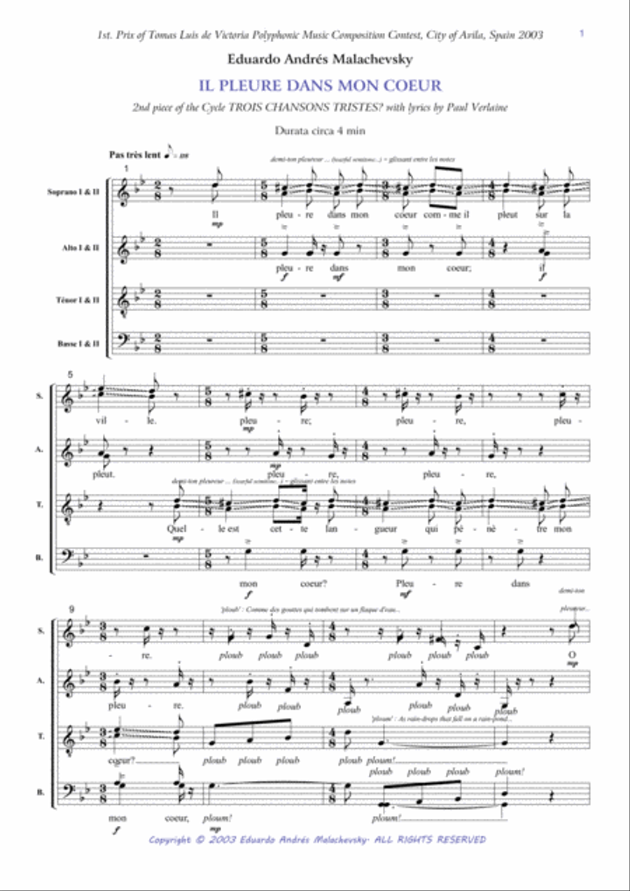 IL PLEURE DANS MON COEUR Divisi scores gallery preview page 5