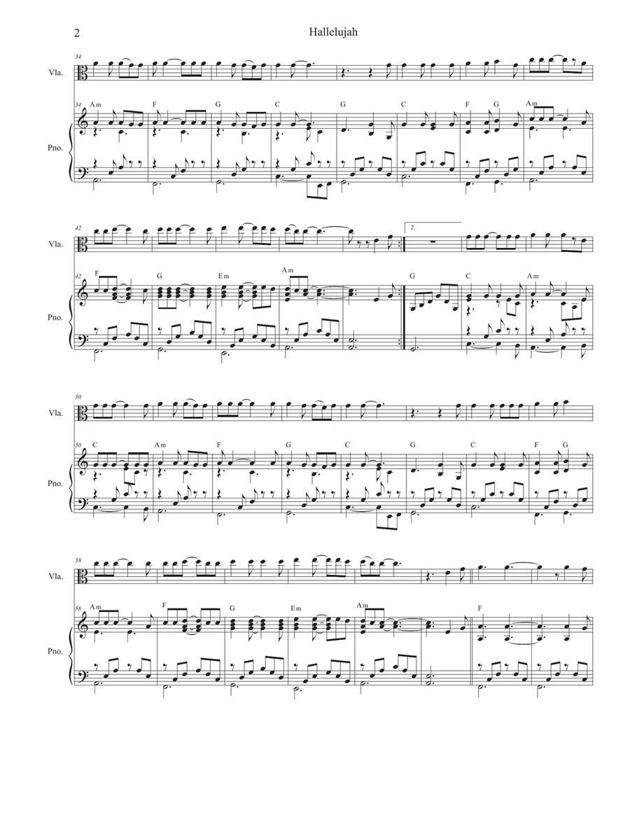 Hallelujah Viola scores gallery preview page 2