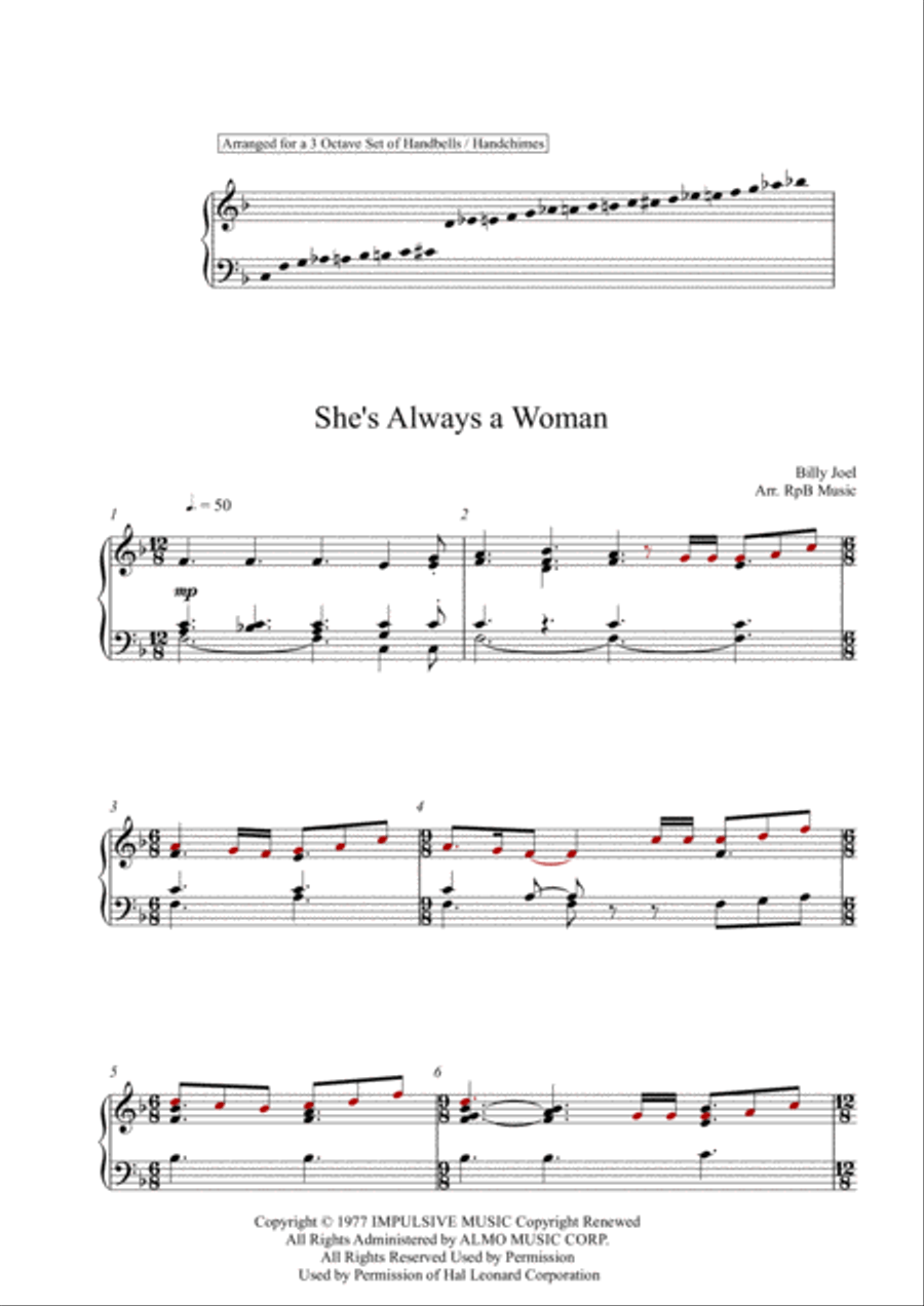 She's Always A Woman She's Always A Woman Handbell Choir scores gallery preview page 2