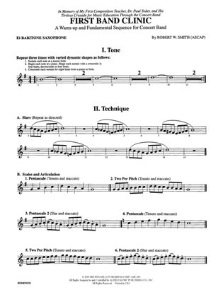 First Band Clinic (A Warm-Up and Fundamental Sequence for Concert Band): E-flat Baritone Saxophone