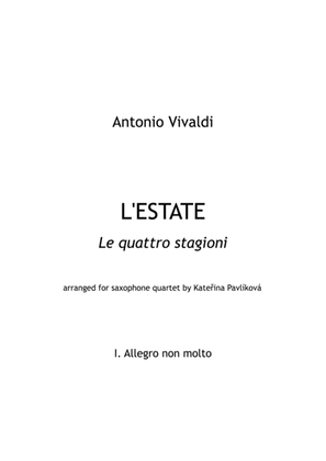 Book cover for A. Vivaldi: Summer from the Four Seasons for Saxophone Quartet, I. Allegro non molto