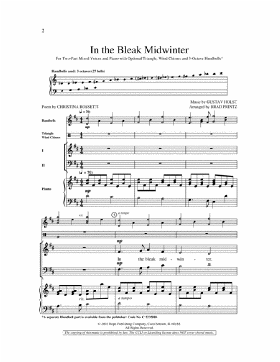 In the Bleak Midwinter In the Bleak Midwinter 2-Part scores gallery preview page 2