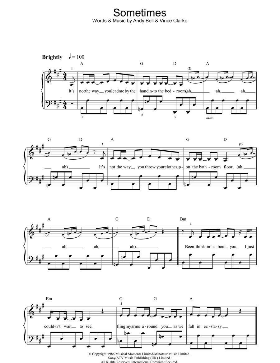 Sometimes Sometimes Easy Piano scores gallery preview page 1