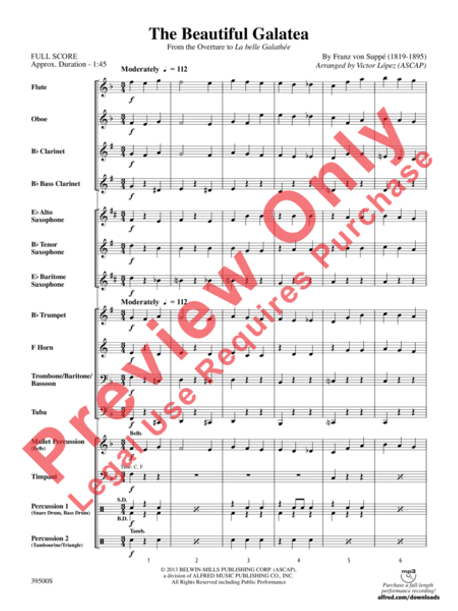 The Beautiful Galatea (from the overture to La belle Galathée) Concert Band scores gallery preview page 4
