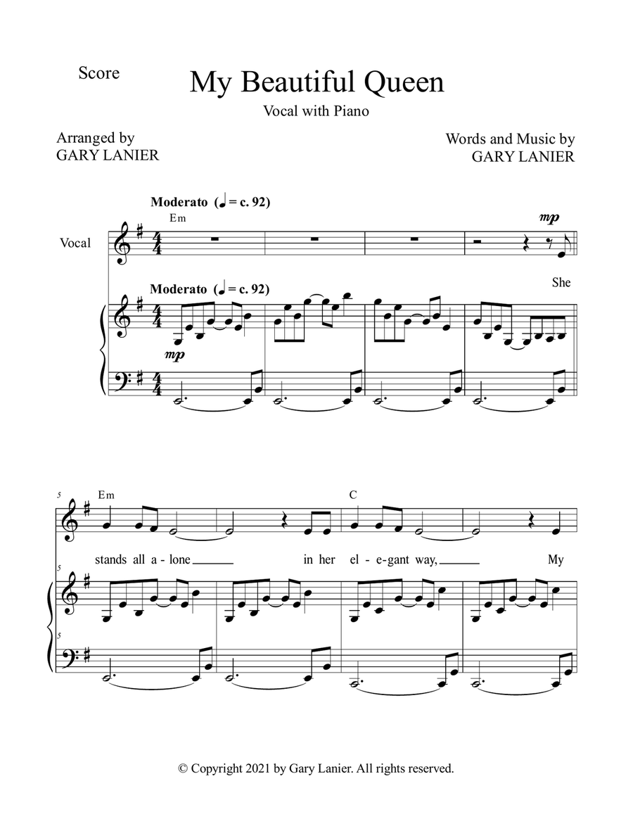 MY BEAUTIFUL QUEEN, Voice with Piano (Lead Sheet included) Piano, Vocal scores gallery preview page 2