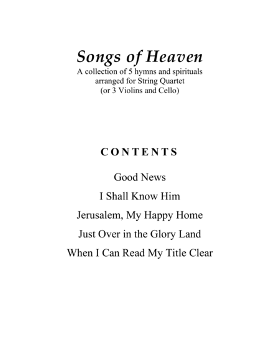 Songs of Heaven (A collection of 5 hymns and spirituals for String Quartet) String Quartet scores gallery preview page 3