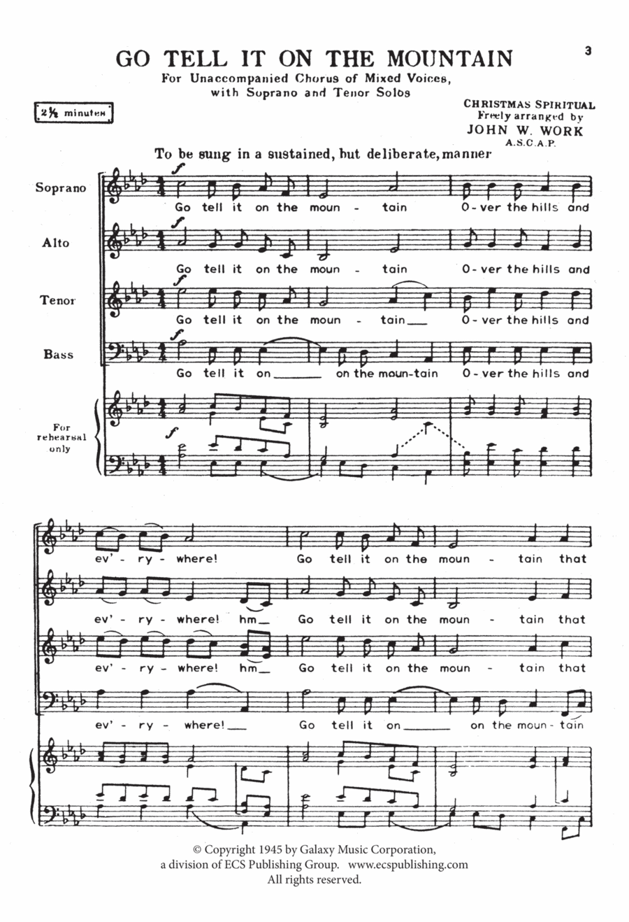 Go Tell It on the Mountain 4-Part scores gallery preview page 1