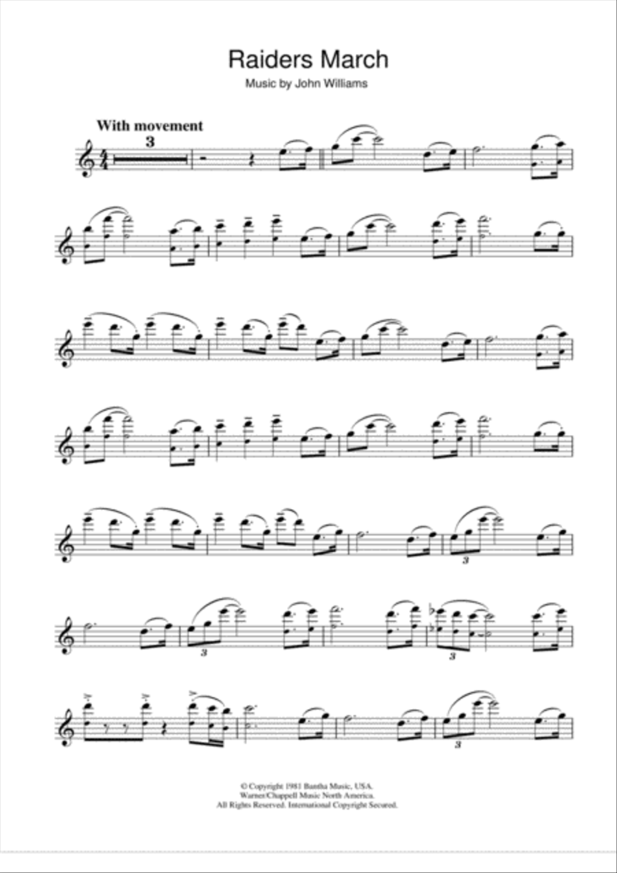 Raiders March (from Raiders Of The Lost Ark) Flute Solo scores gallery preview page 1
