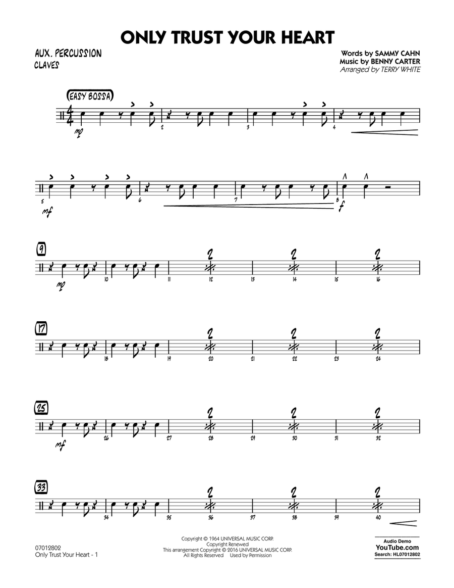 Only Trust Your Heart - Aux Percussion Jazz Ensemble scores gallery preview page 1