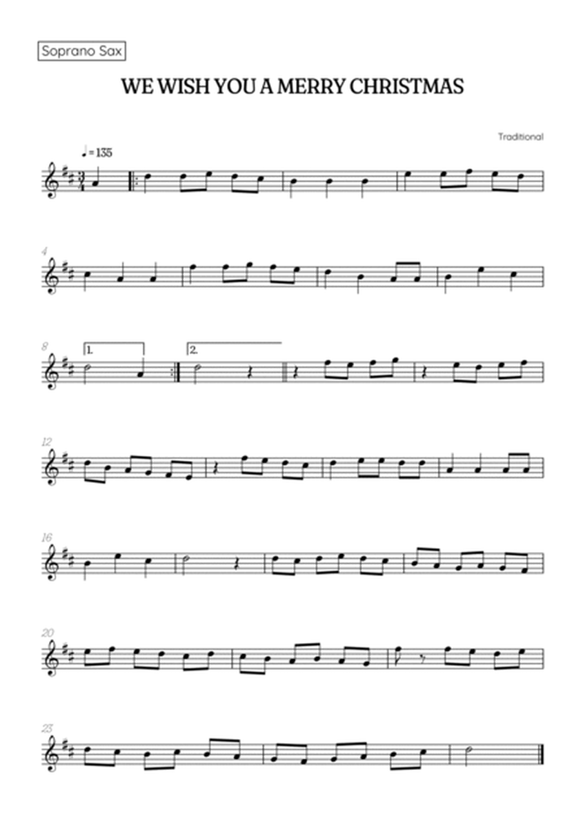 We Wish You a Merry Christmas for Sax Quintet • easy Christmas sheet music image number null