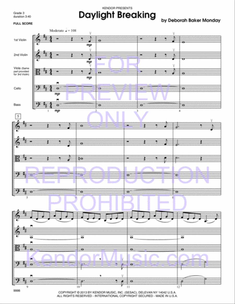 Daylight Breaking by Deborah Baker Monday String Orchestra - Sheet Music page 2