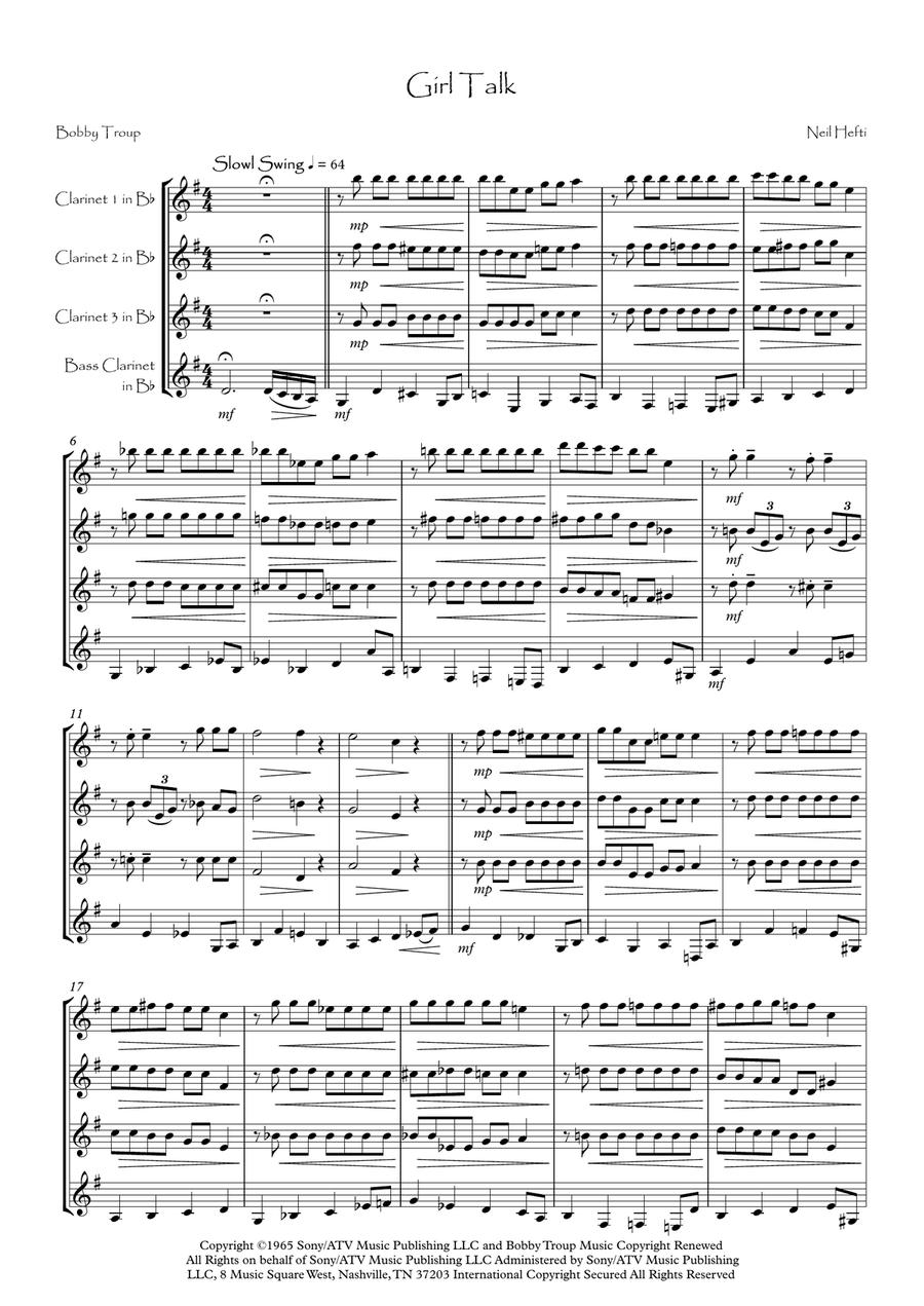 Girl Talk Girl Talk Clarinet Quartet scores gallery preview page 2