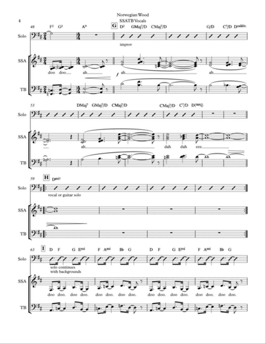 Norwegian Wood (This Bird Has Flown) Divisi scores gallery preview page 4