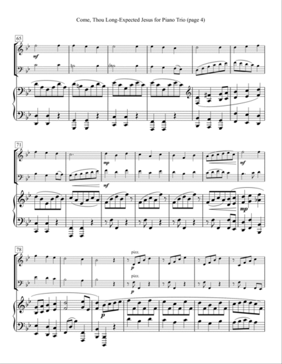 Come, Thou Long-Expected Jesus for Piano Trio Piano Trio scores gallery preview page 4