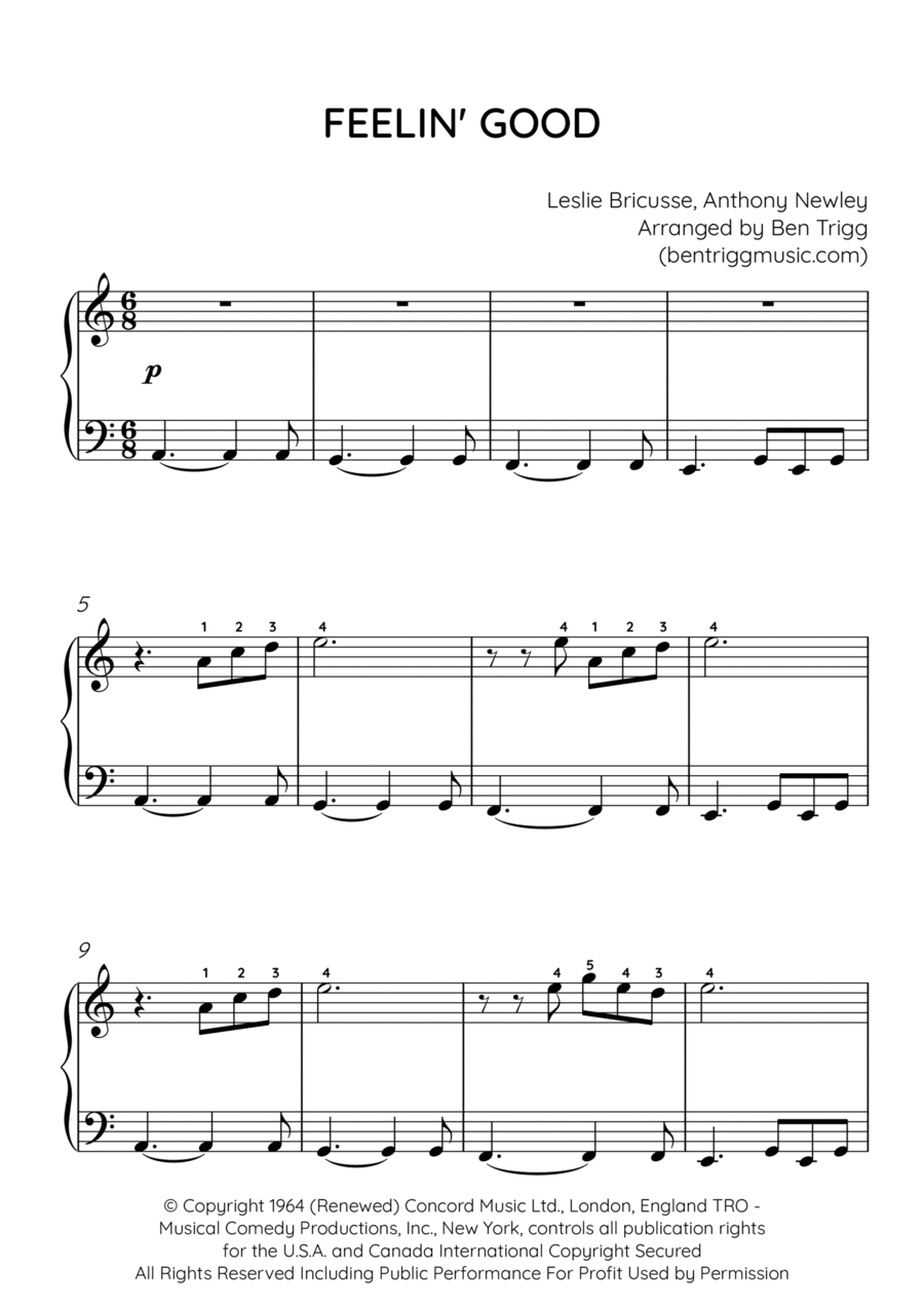 Feeling Good Feeling Good Easy Piano scores gallery preview page 1