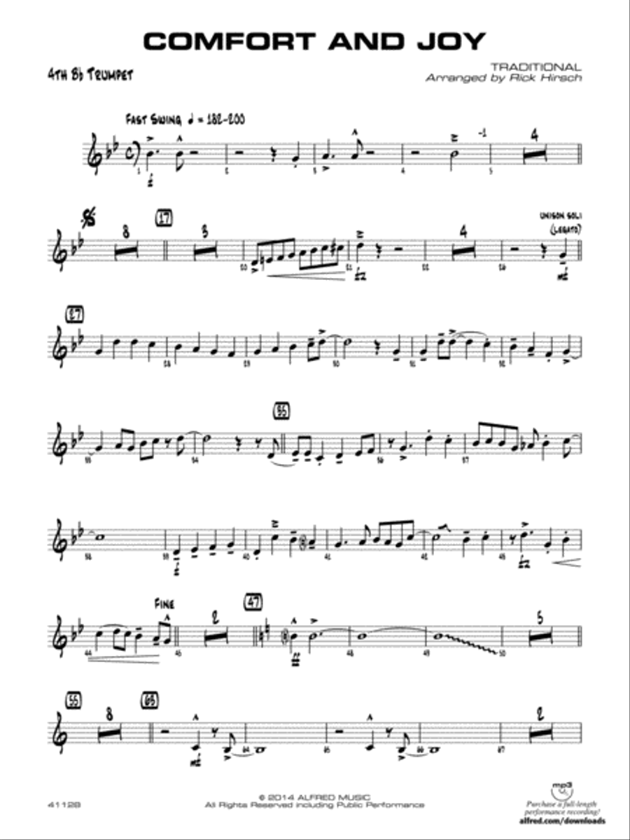 Comfort and Joy: 4th B-flat Trumpet Jazz Ensemble scores gallery preview page 1