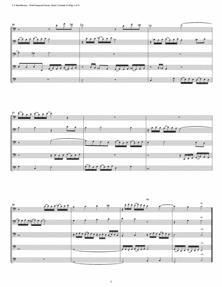 Prelude 23 from Well-Tempered Clavier, Book 1 (Trombone Quintet) image number null