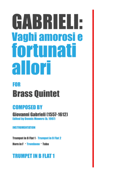 "Vaghi amorosi e fortunati allori" for Brass Quintet - Giovanni Gabrieli by Giovanni Gabrieli Horn - Digital Sheet Music