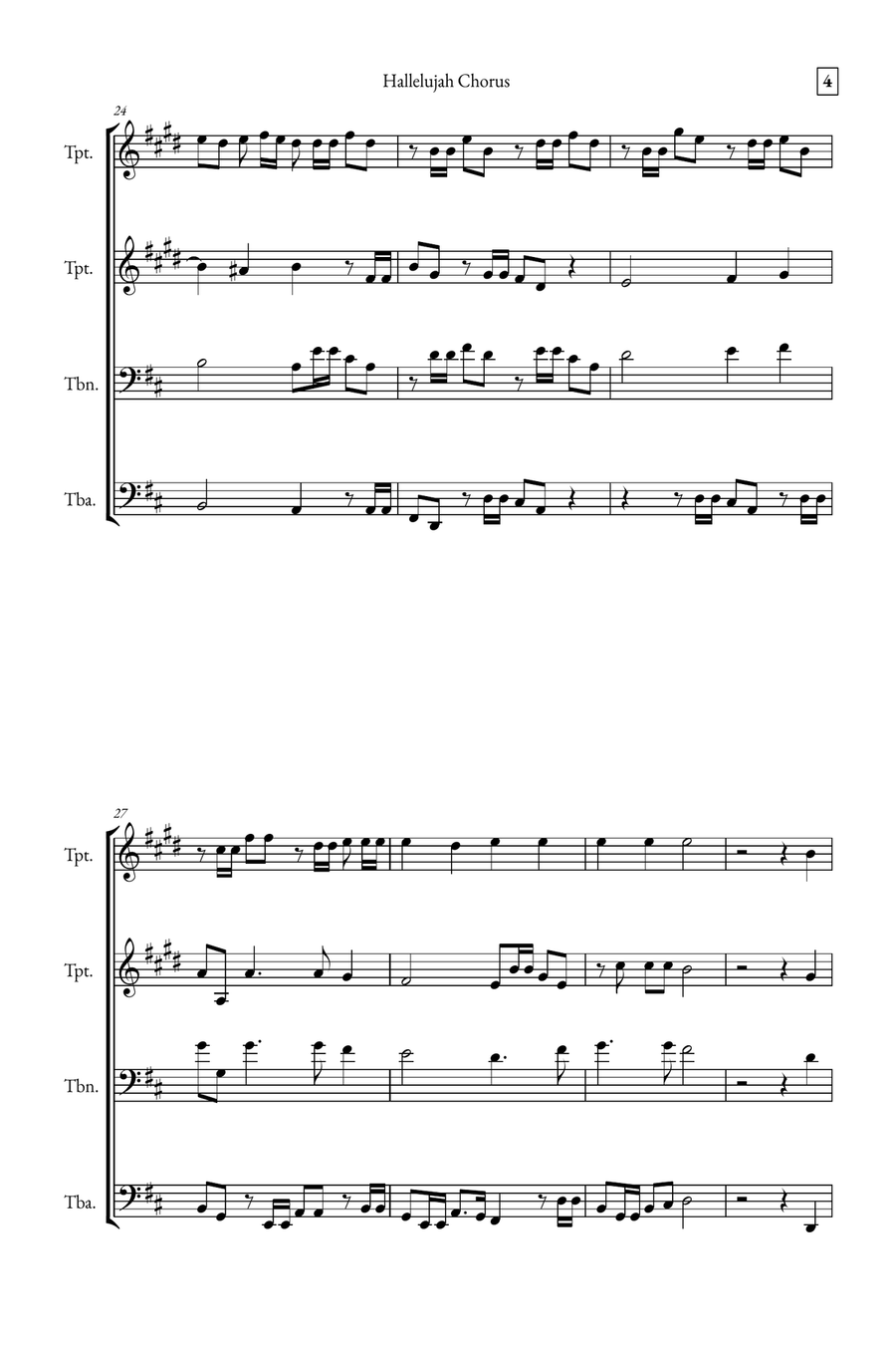 Hallelujah Chorus Brass Quartet scores gallery preview page 4