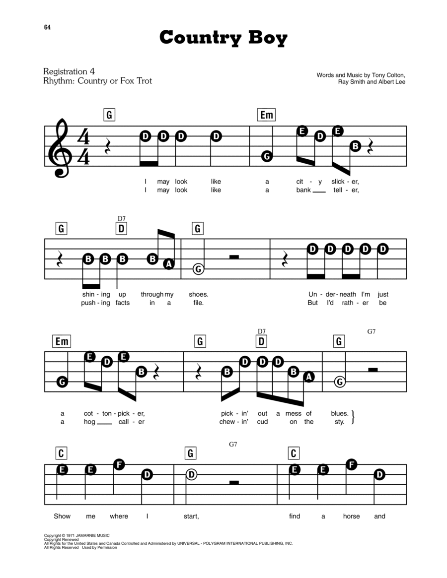 Country Boy Electronic Keyboard scores gallery preview page 1