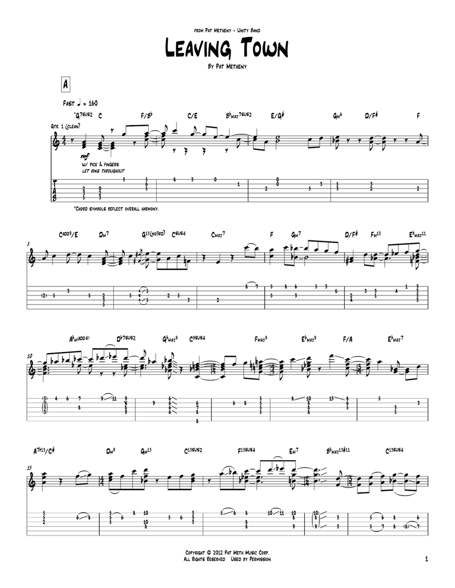 Leaving Town Acoustic Guitar scores gallery preview page 1