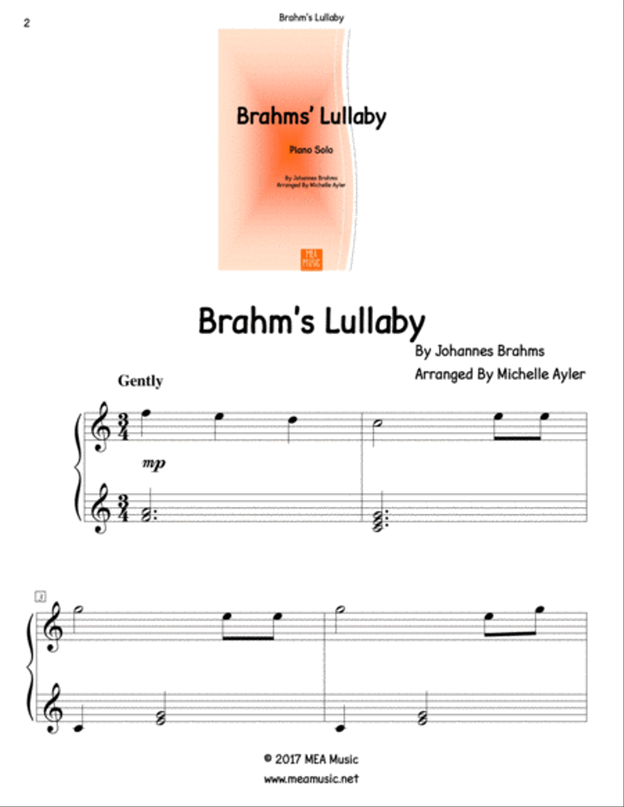 Brahms' Lullaby Piano Solo scores gallery preview page 2