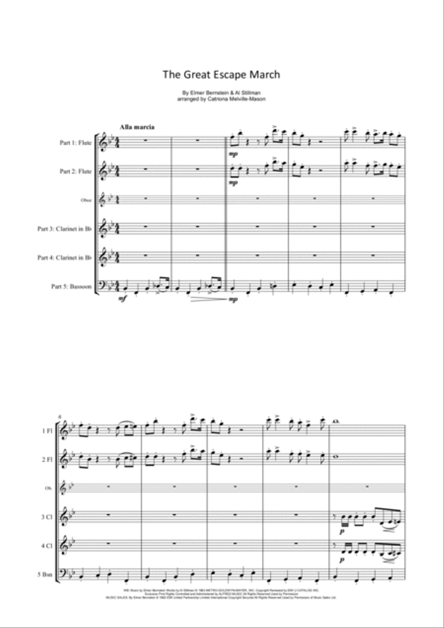 The Great Escape March Woodwind Quintet scores gallery preview page 2