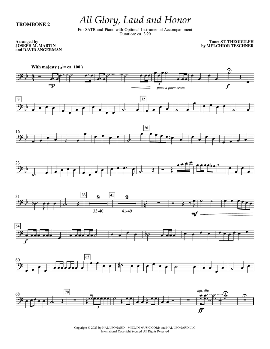 All Glory, Laud and Honor - Trombone II