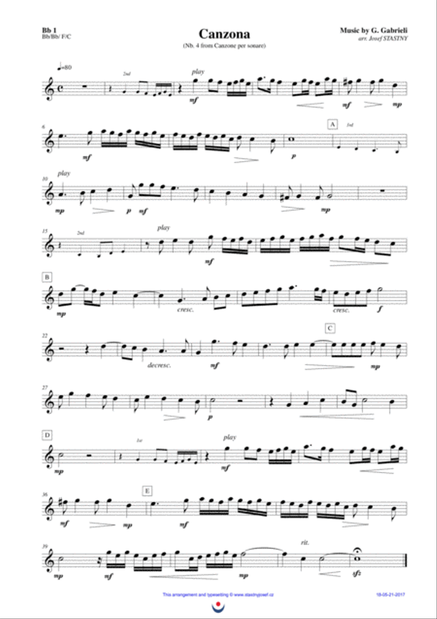 Canzona (Nb. 4) Brass Ensemble scores gallery preview page 3
