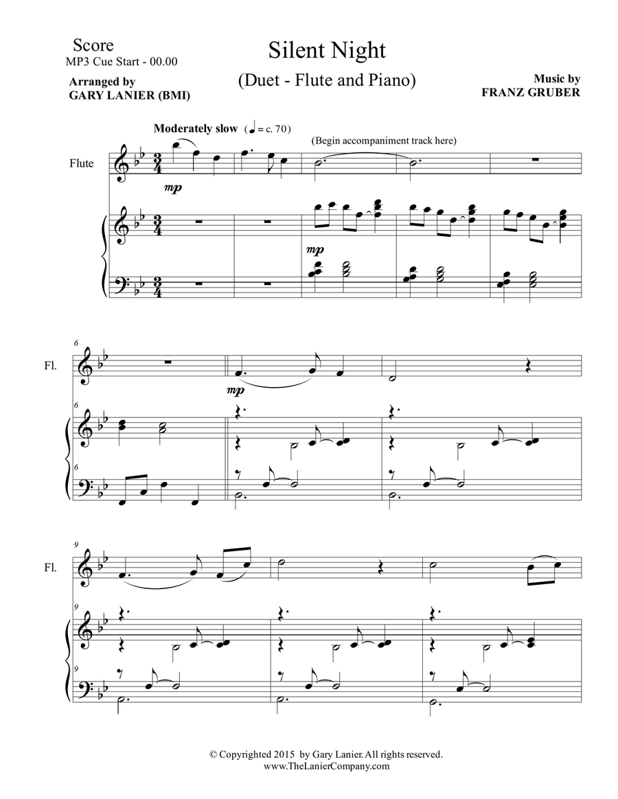 CHRISTMAS FLUTE (6 Christmas songs for Flute & Piano with Score/Parts) Flute Solo scores gallery preview page 2