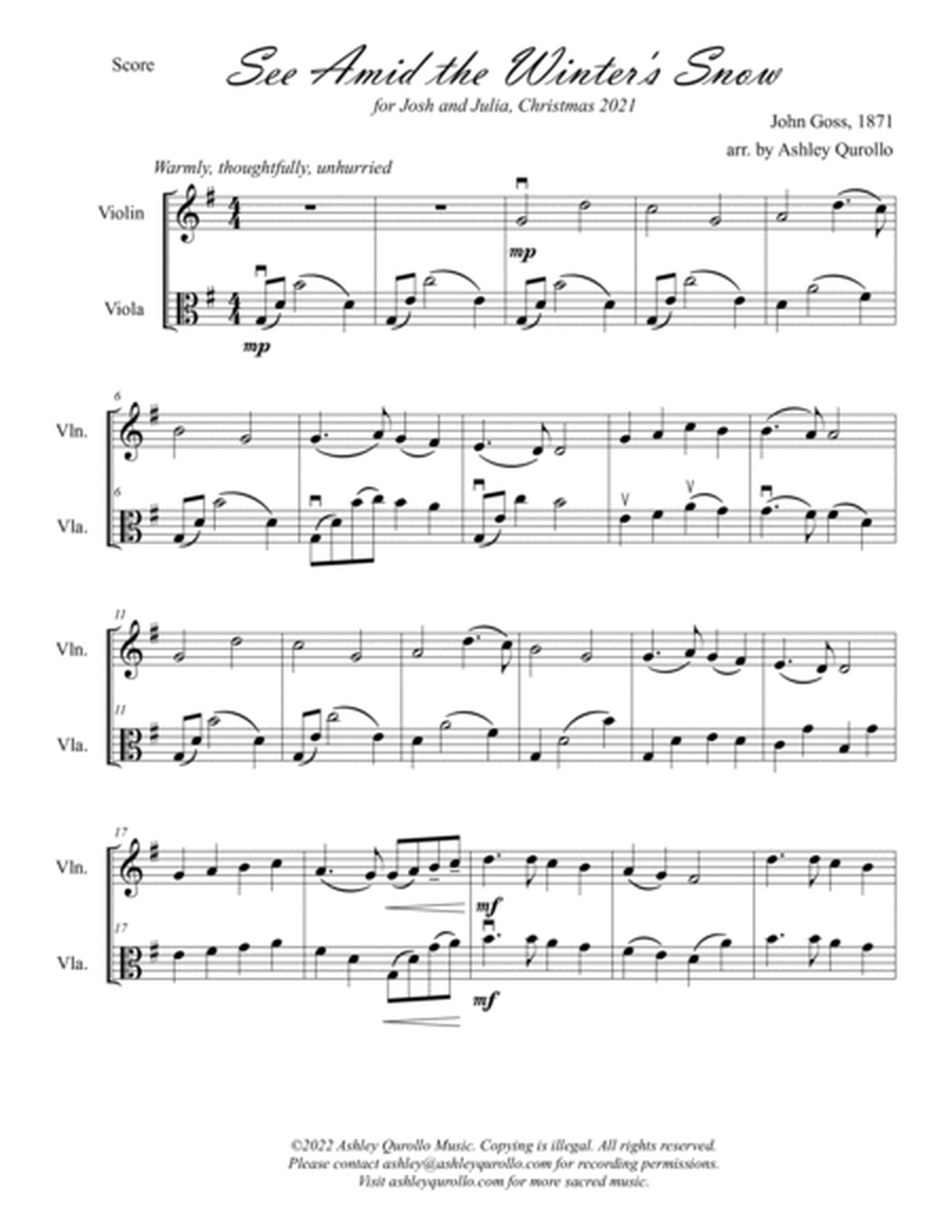 Christmas Joy for Violin and Viola -- 3 Intermediate Arrangements image number null