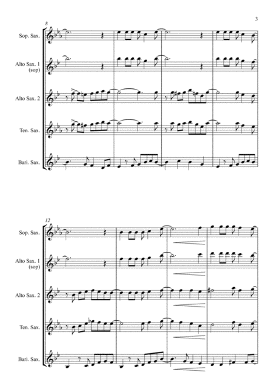 A Shining Light (This Little Light of Mine) - For Saxophone Quartet Saxophone Quartet scores gallery preview page 3