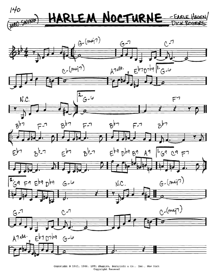 Harlem Nocturne C Instrument scores gallery preview page 1